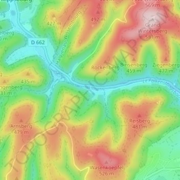 Mappa topografica Breitenwasen, altitudine, rilievo