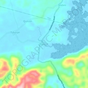 Mappa topografica Maasin, altitudine, rilievo