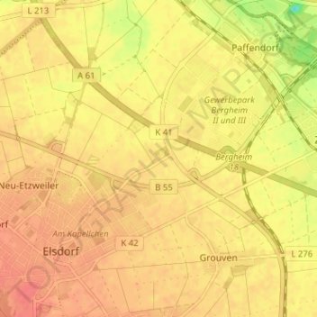 Mappa topografica Desdorf, altitudine, rilievo