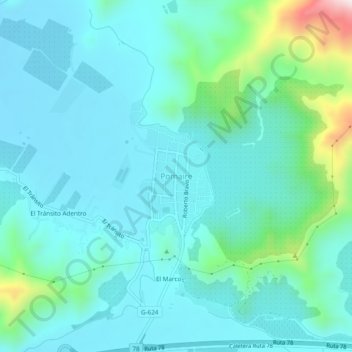 Mappa topografica Pomaire, altitudine, rilievo