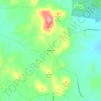 Mappa topografica Windrow, altitudine, rilievo