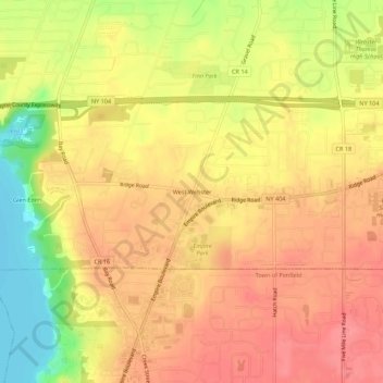 Mappa topografica West Webster, altitudine, rilievo