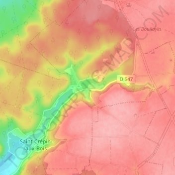 Mappa topografica Offémont, altitudine, rilievo