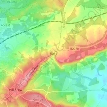 Mappa topografica Rake, altitudine, rilievo