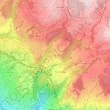 Mappa topografica Montblesson, altitudine, rilievo