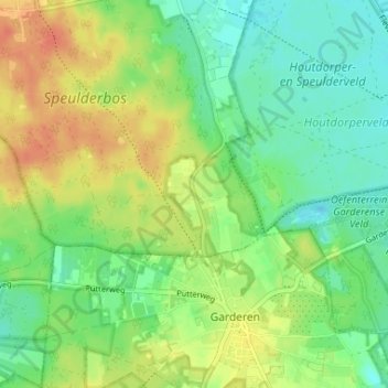 Mappa topografica Houtdorp, altitudine, rilievo