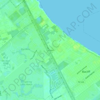 Mappa topografica Bayview, altitudine, rilievo