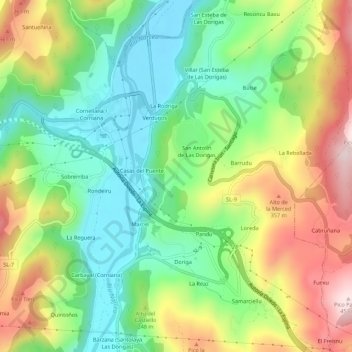 Mappa topografica Moratín, altitudine, rilievo