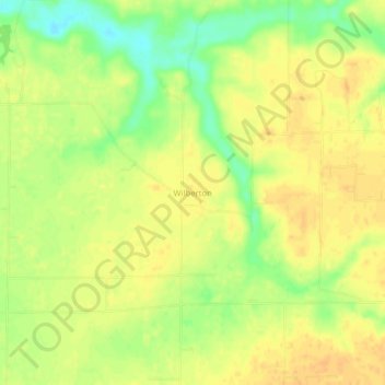 Mappa topografica Wilberton, altitudine, rilievo