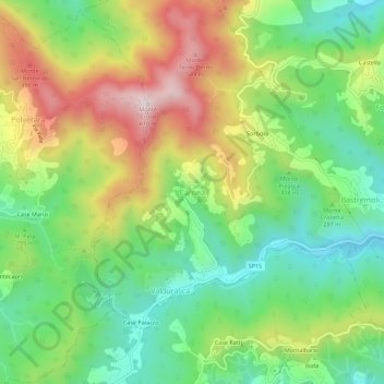 Mappa topografica Carnea, altitudine, rilievo