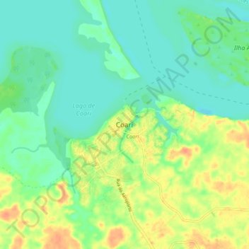 Mappa topografica Coari, altitudine, rilievo