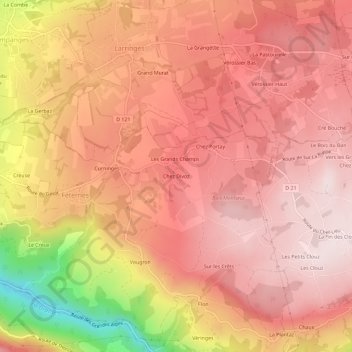 Mappa topografica Chez Divoz, altitudine, rilievo