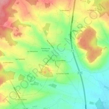 Mappa topografica Le Bourg, altitudine, rilievo