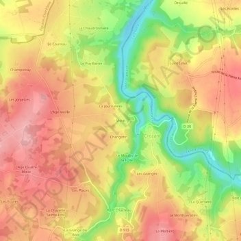 Mappa topografica Vitrat, altitudine, rilievo