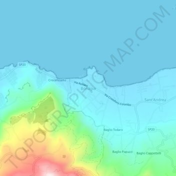 Mappa topografica Bonagia, altitudine, rilievo