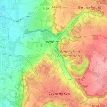 Mappa topografica Sint Antoniusbank, altitudine, rilievo