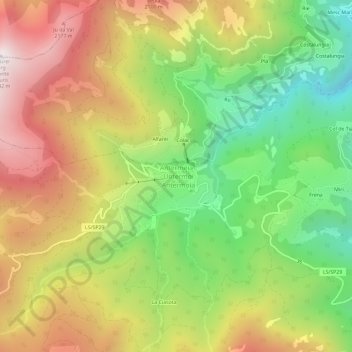 Mappa topografica Antermoia, altitudine, rilievo