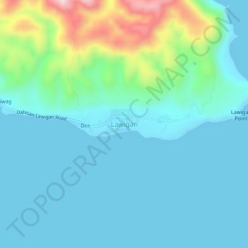Mappa topografica Lawigan, altitudine, rilievo