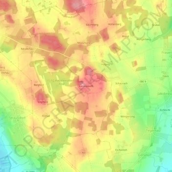 Mappa topografica Katzenreuth, altitudine, rilievo