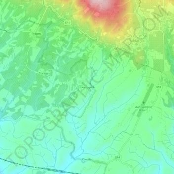 Mappa topografica Campogialli, altitudine, rilievo