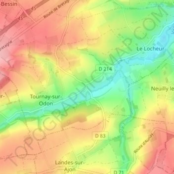 Mappa topografica Ragny, altitudine, rilievo