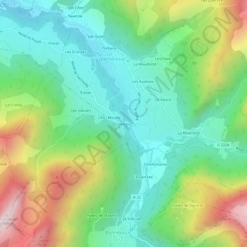 Mappa topografica Covaleux, altitudine, rilievo