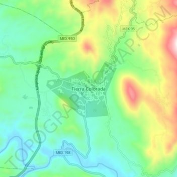 Mappa topografica Tierra Colorada, altitudine, rilievo