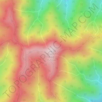 Mappa topografica Newton Bald, altitudine, rilievo