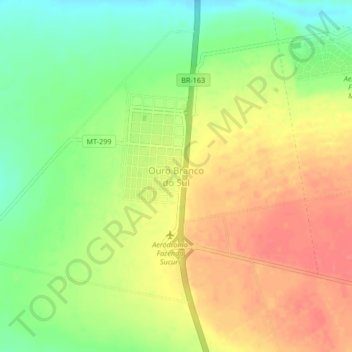 Mappa topografica Ouro Branco do Sul, altitudine, rilievo