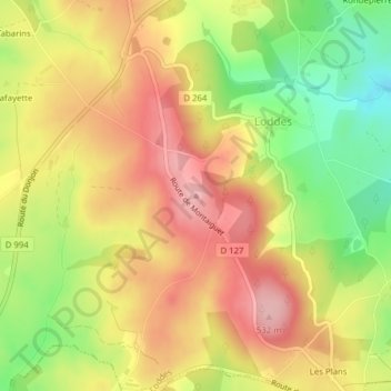 Mappa topografica Mont Saint-Joseph, altitudine, rilievo