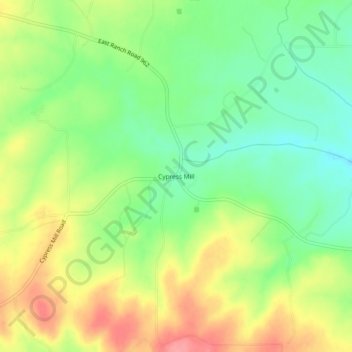 Mappa topografica Cypress Mill, altitudine, rilievo