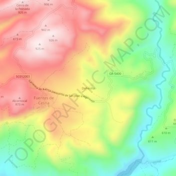 Mappa topografica Dehesilla, altitudine, rilievo