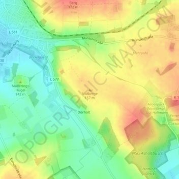 Mappa topografica Südberge, altitudine, rilievo