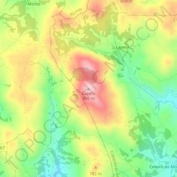Mappa topografica Lapela, altitudine, rilievo