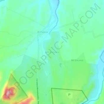 Mappa topografica Mil Encinos, altitudine, rilievo