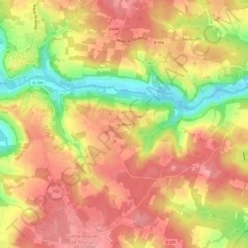 Mappa topografica Le Boué, altitudine, rilievo