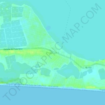 Mappa topografica Praia Seca, altitudine, rilievo
