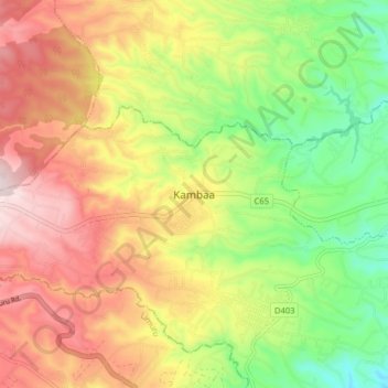 Mappa topografica Kambaa, altitudine, rilievo