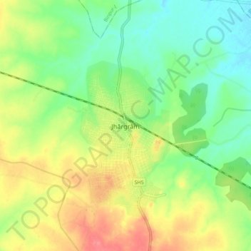Mappa topografica Jhargram, altitudine, rilievo