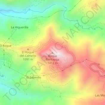 Mappa topografica Roque Bentayga, altitudine, rilievo