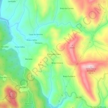 Mappa topografica Porto dos Fusos, altitudine, rilievo