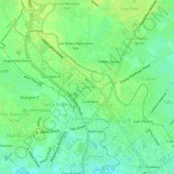 Mappa topografica Arguelles, altitudine, rilievo