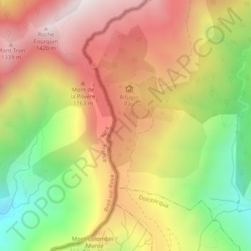 Mappa topografica Lanzo, altitudine, rilievo