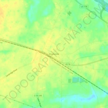 Mappa topografica Dorchester, altitudine, rilievo