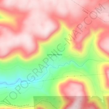 Mappa topografica Linha São Paulo, altitudine, rilievo