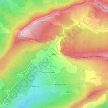 Mappa topografica Roman, altitudine, rilievo