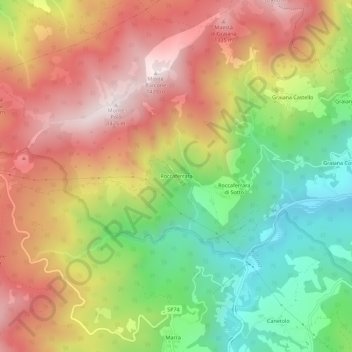 Mappa topografica Roccaferrara, altitudine, rilievo