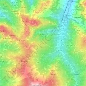 Mappa topografica Scagno, altitudine, rilievo