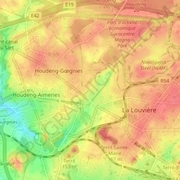 Mappa topografica Ferme de la Basse Louvière, altitudine, rilievo
