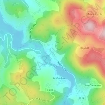 Mappa topografica Les Vouas, altitudine, rilievo